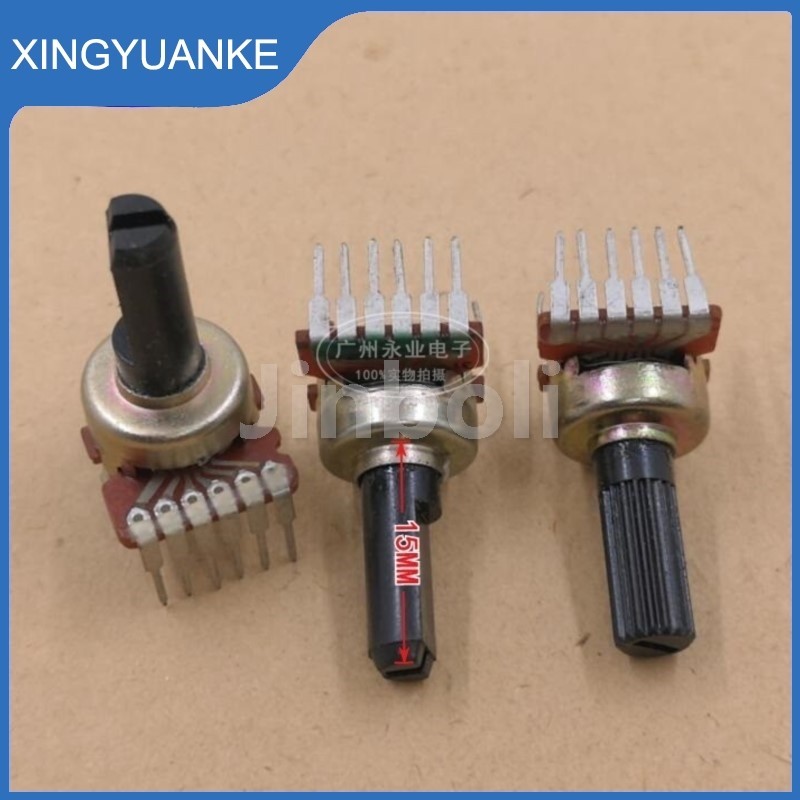 5PCS 121 ประเภทคู่แนวตั้ง Rotary Potentiometer 6 Pins A50K B50K B100K เครื่องขยายเสียงปริมาณ Potenti