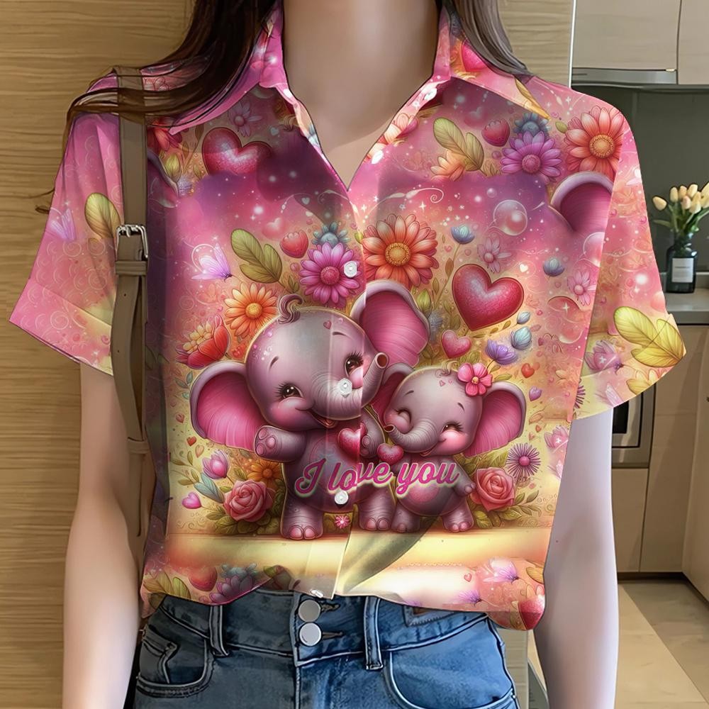 เสื้อพิมพ์ลายช้าง/ลายดอก/กราฟฟิตี้ เสื้อฮาวายแขนสั้น รุ่น 06