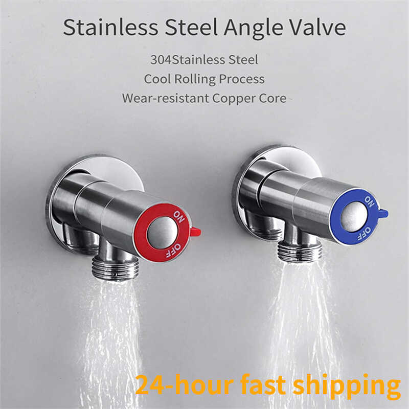 Stainless Steel Hot ＆ Cold Inlet Bathroom Faucet Stop Kitchen Sink Basin Triangle Vae Water Pressure Regulator