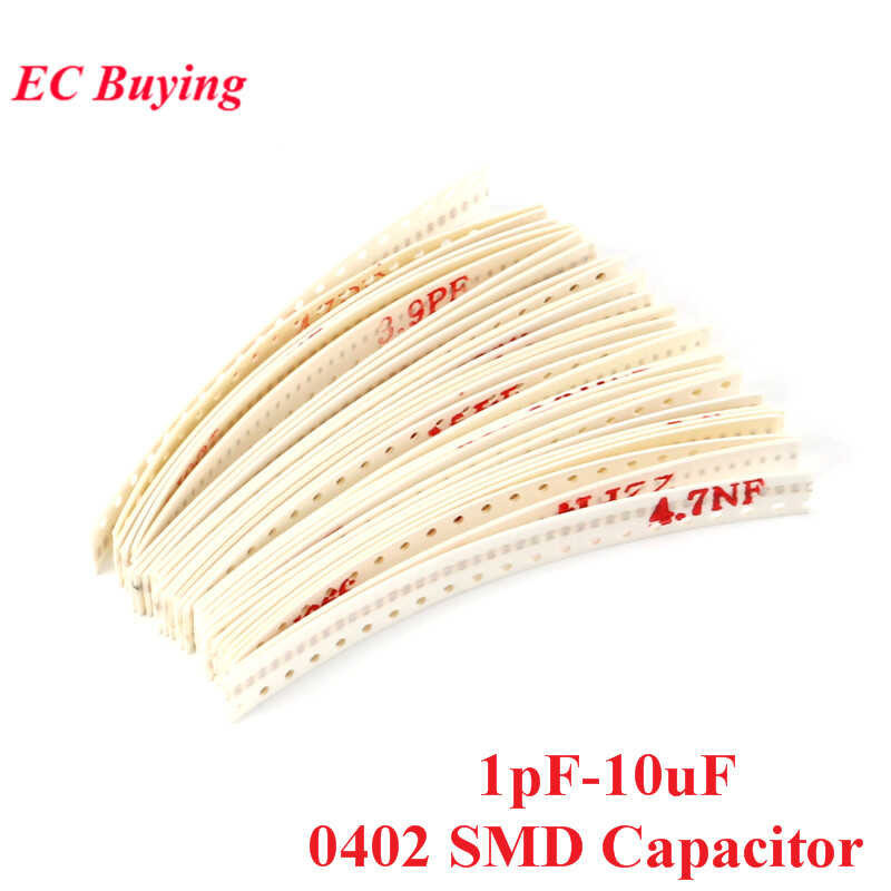 1200Pcs 0402 SMD ชุด 30 ค่า * 40Pcs 1Pf-10Uf ส่วนประกอบอิเล็กทรอนิกส์ Capacitor ชุดสารพันตัวอย่าง DI