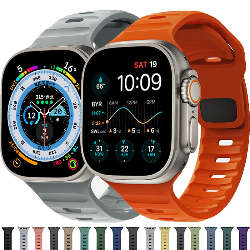 สายนาฬิกาข้อมือซิลิโคนยาง แบบนิ่ม สําหรับ Apple Watch SE 7 Series 44 มม. 40 มม. iwatch 6 5 4 3 2 1