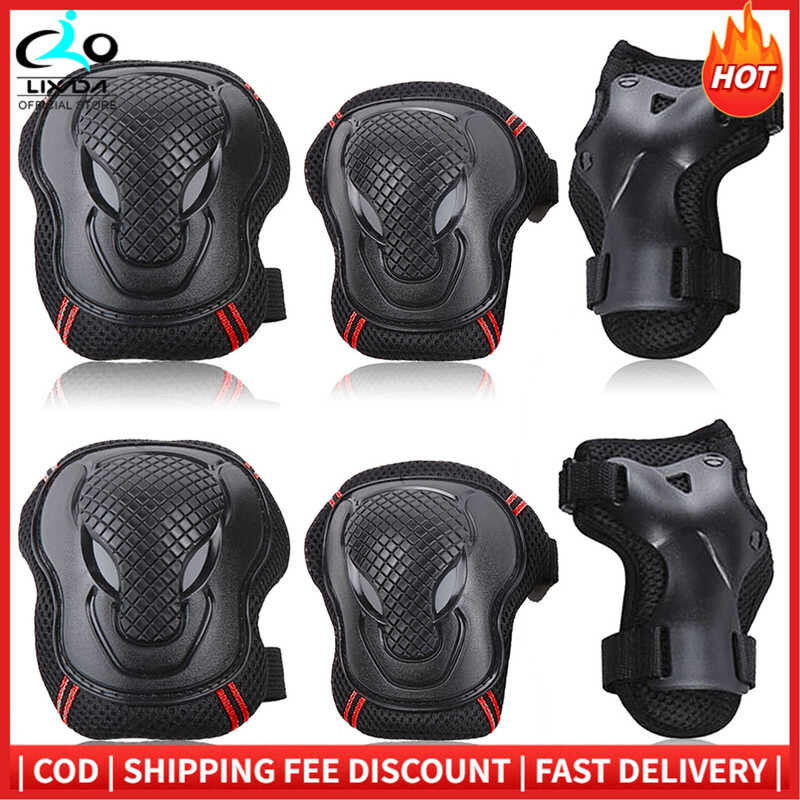 Lixada Official Store Knee Pads Set 6 Protector Kit Knee Pads Elbow Pads Wrist Guards Protective Eq