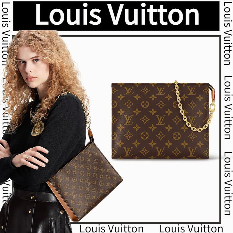 ♞หลุยส์วิตตอง กระเป๋าใส่ของในห้องน้ำแบบโซ่ Louis Vuitton/กระเป๋าผู้หญิง/กระเป๋าสะพายข้าง/โซ่แบบถอดไ