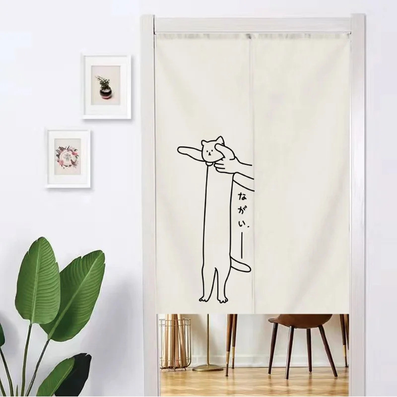 แมวตลกสไตล์ญี่ปุ่นผ้าม่านประตูโมเดิร์น Minimalist แขวนผ้าม่าน Entrance Partition ห้องนอนโพลีเอสเตอร์ห้องครัว Porch Decor