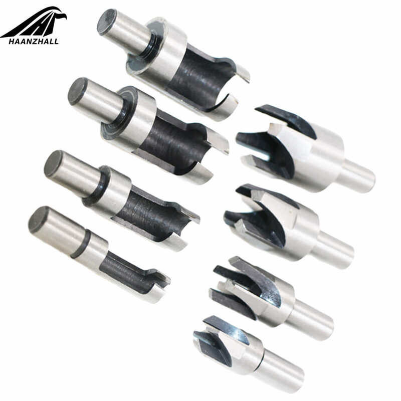 8PCSset 58" 12" 38" 14" Carbon Steel Wood Plug Hole Cutter Drill Bit Set 10MM Shank mm