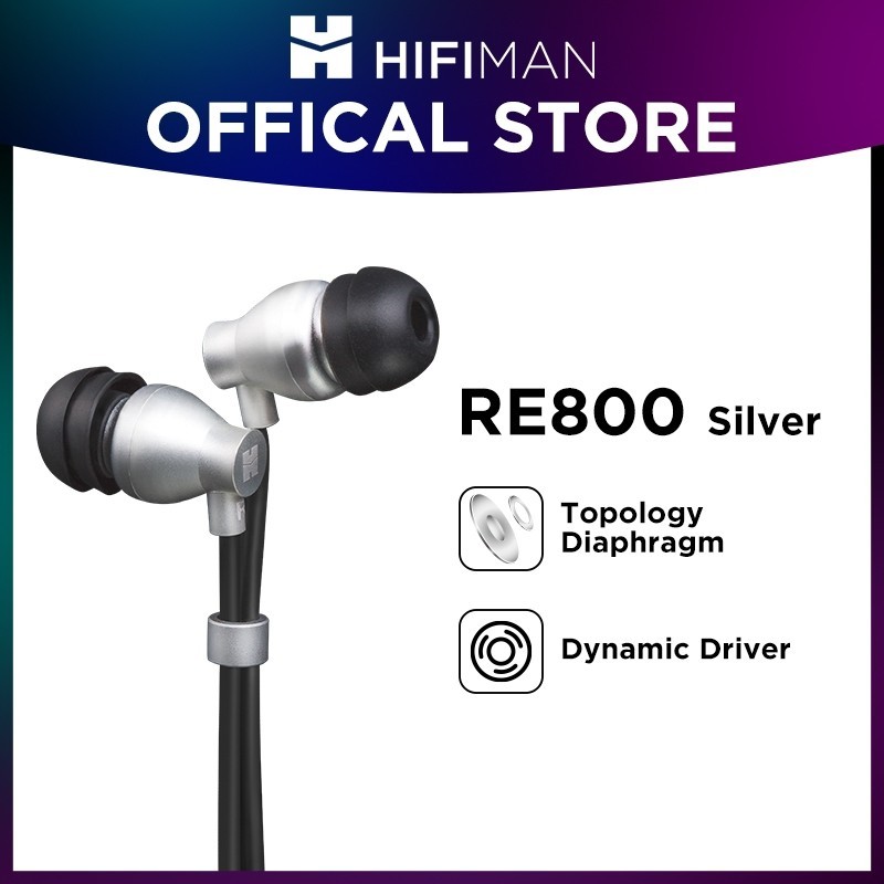 Hifiman RE800 หูฟังอินเอียร์ไดนามิก ไดอะแฟรมไดนามิก สีเงิน ออกแบบตามสรีรศาสตร์ สําหรับไฟล์เสียง