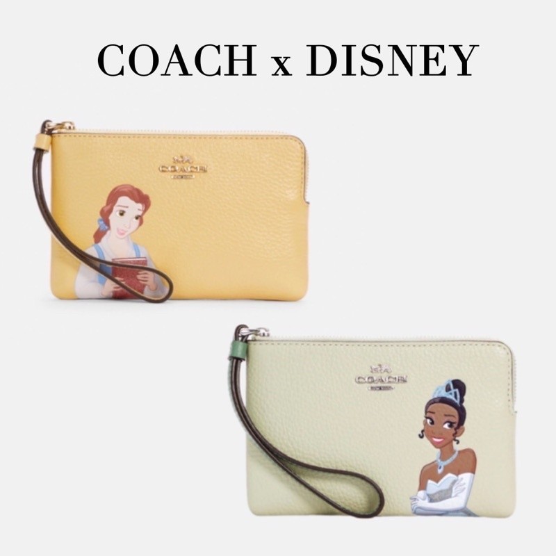 ♞,♘,♙กระเป๋าสตางค์คล้องมือ COACH Disney X Coach Corner Zip Wristlet C3362 C3363 ลายเจ้าหญิง