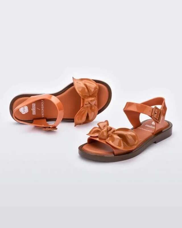 1 Melissa Women's Shoes 2023 New Ladies Jelly Sandals Adult Girls Bowknot Flat Roman Beach Shoes SM