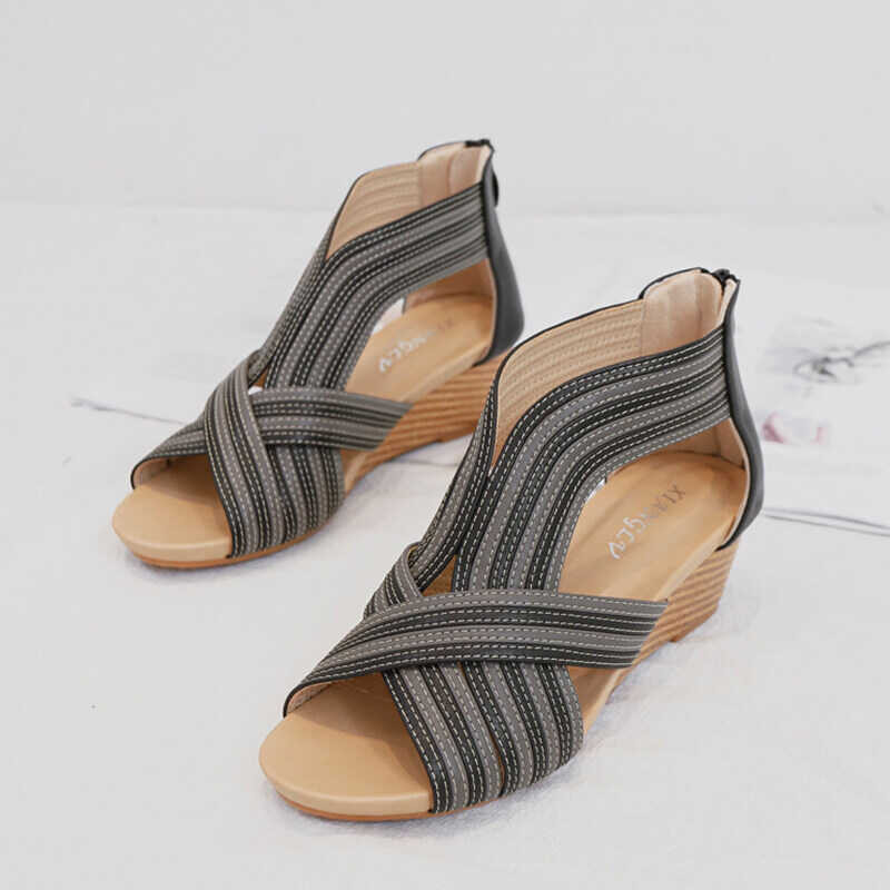 Wedge ❤ ผู้หญิง Sandal แฟชั่นปากปลา Bohemian Roman Shoes