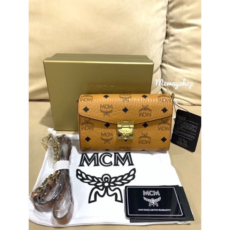 ♞,♘,♙%New mcm Millie Flap Size Small รุ่นใหม่สายหนังบวกโซ่