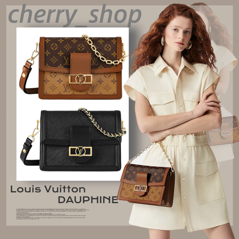 ♞,♘,♙หลุยส์วิตตองแท้ Louis Vuitton DAUPHINE BAG กระเป๋าสะพายข้างผู้หญิง/กระเป๋าร่อซู้ลM45958