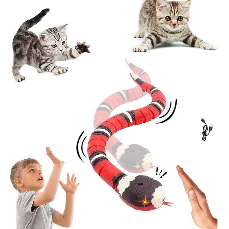 Smart Sensing Snake Toy,Cat Interactive Toys USB Rechargeable Realistic Simulation Electric Snake T