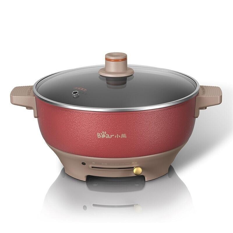 Bear/1300W Electric Hot Pot Soup Pots Stainless Steel Non Stick Smokeless Home Kitchen CookwareTwin Divided Shabu Pot