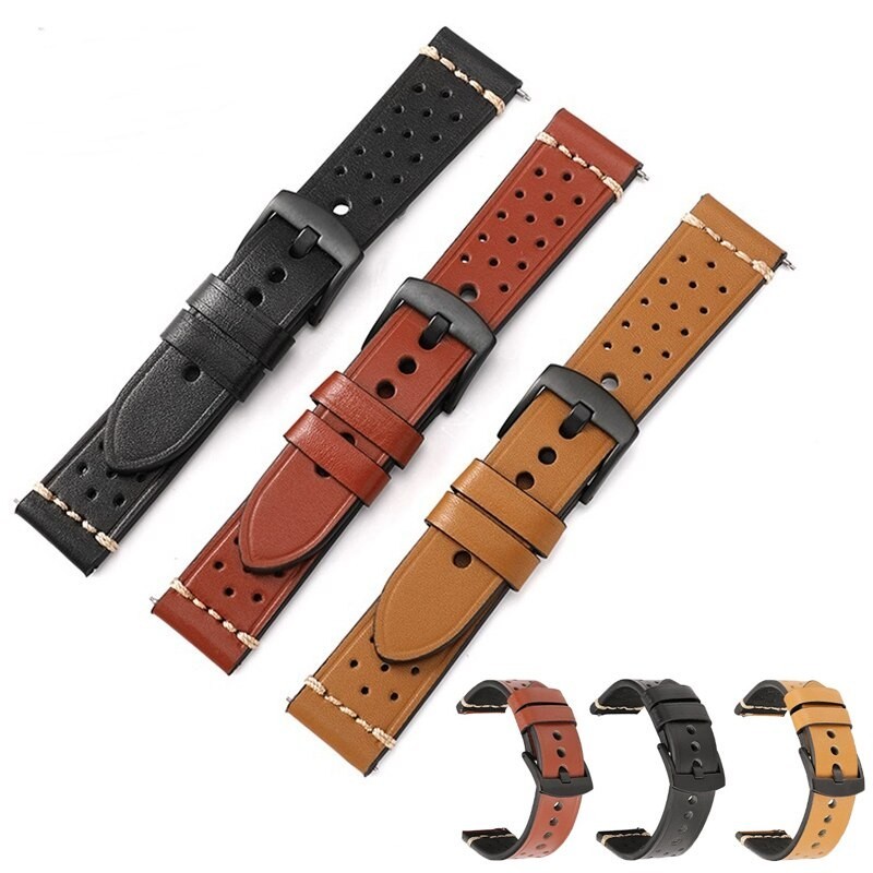 Watch Strap 18mm 20mm 22mm 24mm High-end retro Calf Leather Watch band Strap Black Buckle Quick rel