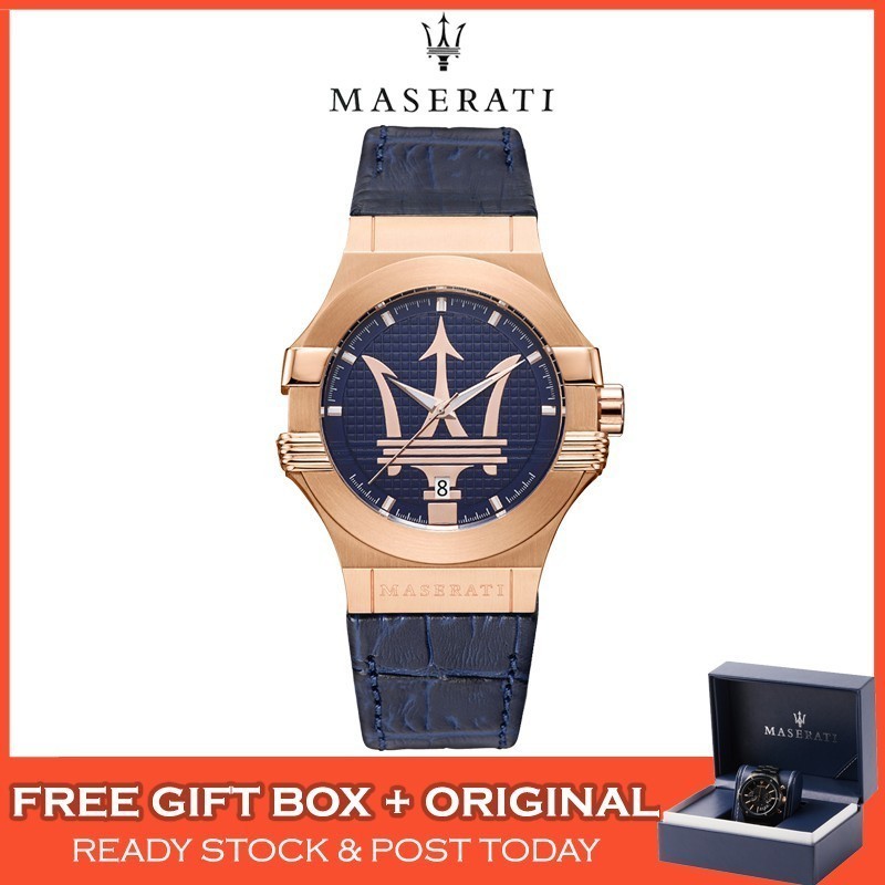 [ 100 % Original ] Maserati Potenza หนังสแตนเลสผู ้ ชายนาฬิกา Jam Tangan Lelaki R8851108027