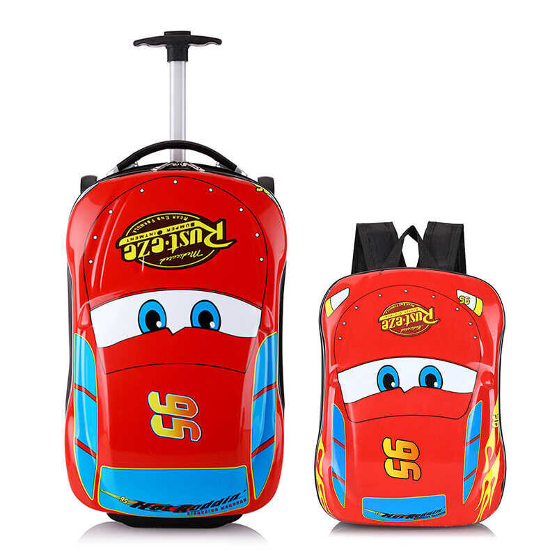 Trolley Cartoon Mounts 18-inch Suitcase Caster Car 13-inch Children Backpack Combination