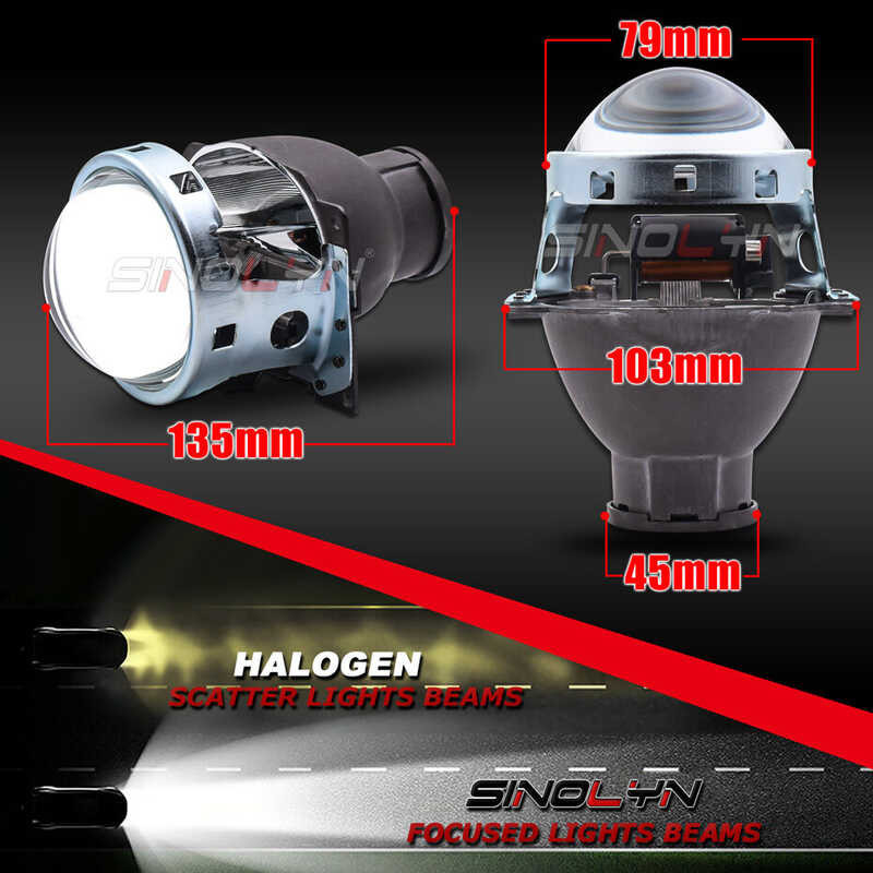 ❤ Sinolyn 3.0 Inch Koito Q5 H11 Bi-Xenon Lens Projector HID LED Light Bulbs Full Metal Headlight