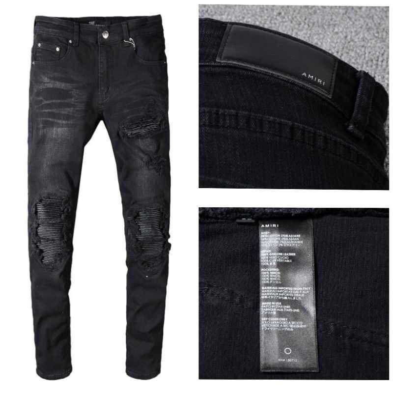 ขายดีไฮเอน​ 36 พร้อมส่ง AMIRI MX1 CLASSIC JEAN classic patched leather jeans