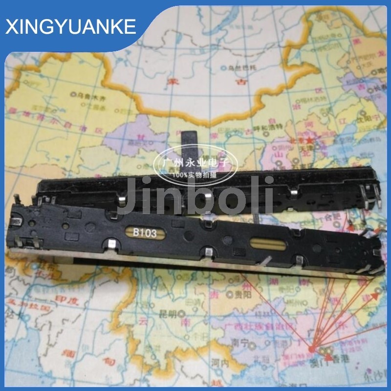 1PCS SC6082GH 75MM ตรงสไลด์ Potentiometer Resistor B103 10K Ohm Double Linear 8Pins Mixer Fader B10K