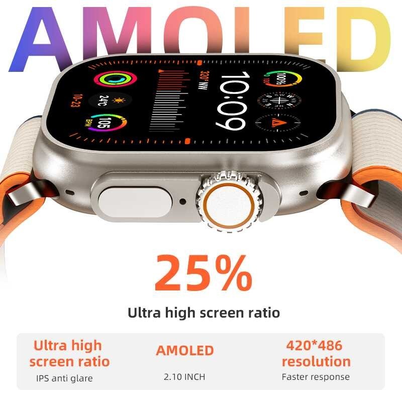 HW69 UTELITE✅Ready✅ NEW Ultra 2 Smart Watch 2.01 inch Screen Bluetooth Call Life Waterproof Lon .01