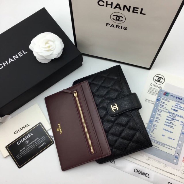 ♞กระเป๋าสตางค์ Chanel wallet card Original leather1:1พร้อมส่งค่ะ หนังแท้