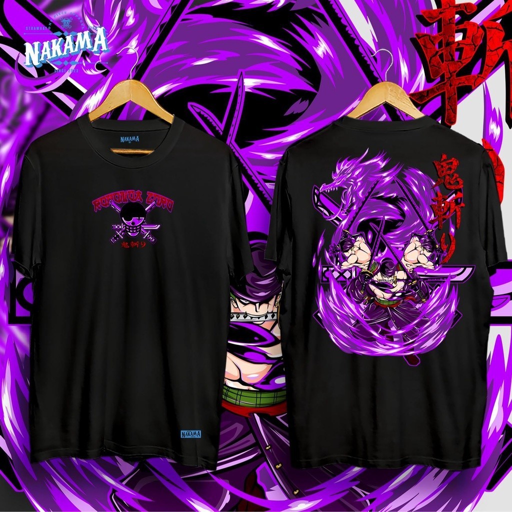 เสื้อผ้า NAKAMA ONEPIECE ZORO ENMA AWAKENING GRAPHIC TSHIRT สําหรับผู้ชายและผู้หญิง