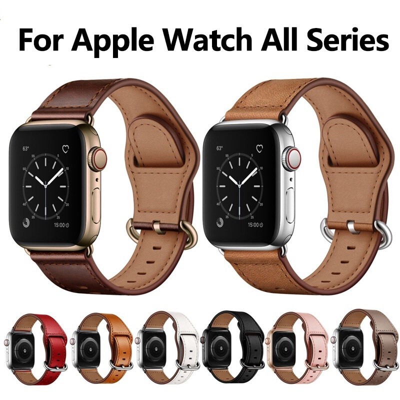 สายนาฬิกาข้อมือหนังแท้ คุณภาพสูง สําหรับ Apple Watch 9 8 7 6 45 มม. 41 มม. Iwatch Series 8 7 6 SE 5