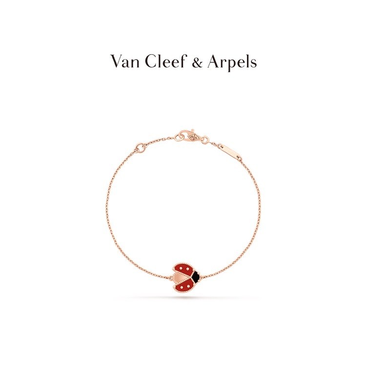 [กล่องบรรจุภัณฑ์] Vca Van Cleef &amp; Arpels Lucky Spring Ladybug พร้อมปีกเปิด สีโรสโกลด์ สร้อยข้อมือ