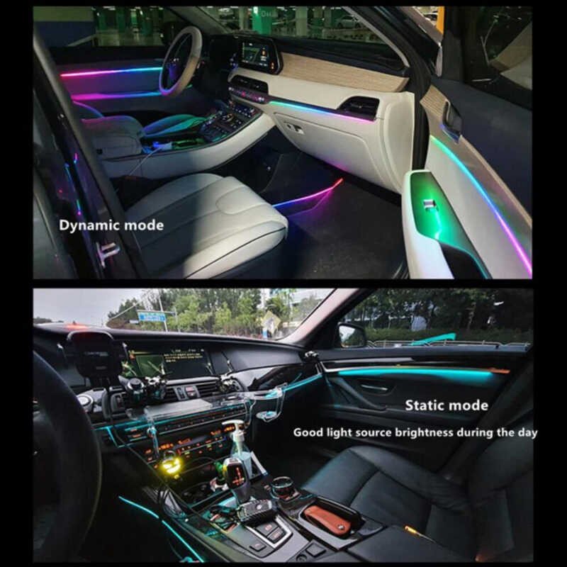 ❤ KALADA 18 In 1 Symphony RGB LED Atmosphere Car Interior Decoration Light Guide Fiber Optic Stri
