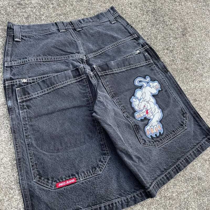 ➧ JNCO กางเกงขาสั้นผู้ชายวินเทจแนวฮิปฮอป Y2k