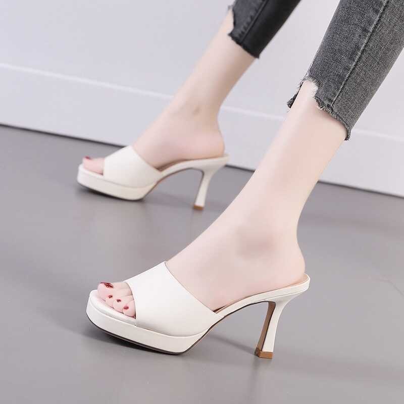 slippers for Half women French outer wear platform stiletto high heels platm
