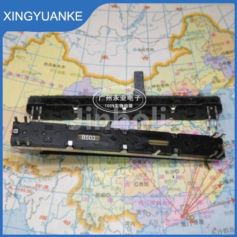 1PCS SC6082GH 75MM ตรงสไลด์ Potentiometer Resistor B503 50K Ohm Double Linear 8Pins Mixer Fader B50K