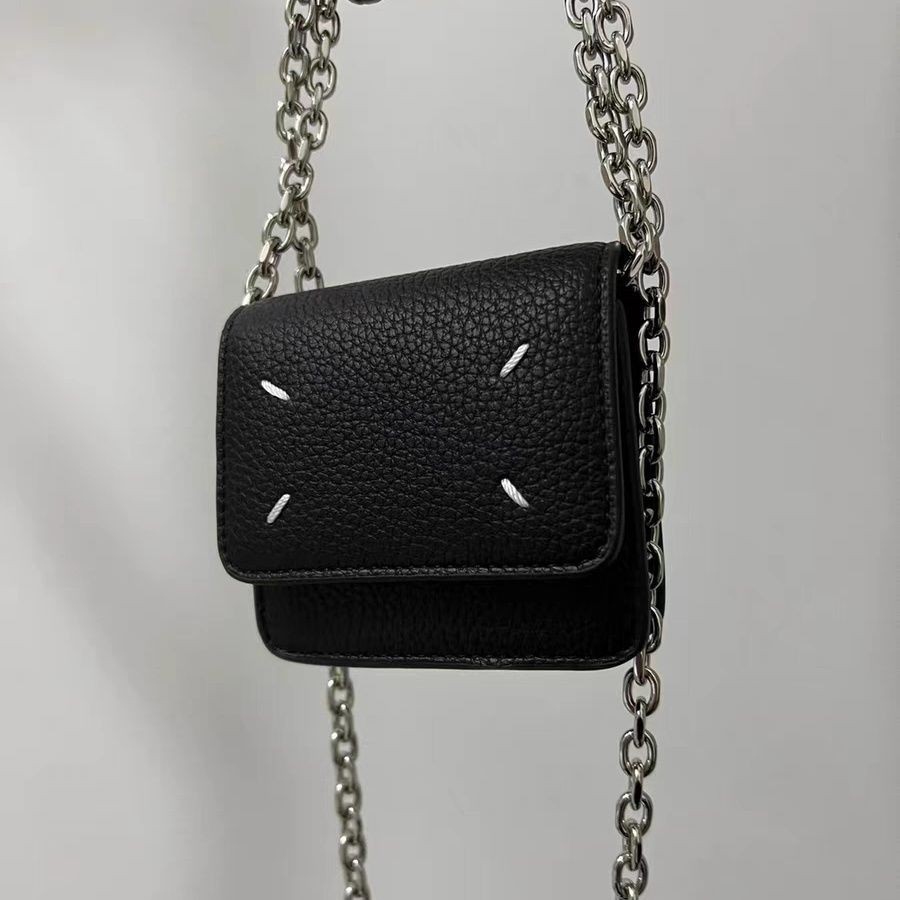 Maison Margiela 2024 Card Holder Crossbody Backpack Leather Mens And Womens Short Chain Wallet