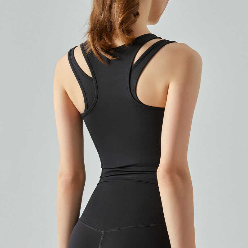 ❤ Hoppe Fumeng Yoga Sports Top High Intensity Racer Back Bra Shockproof Black White Light Milk