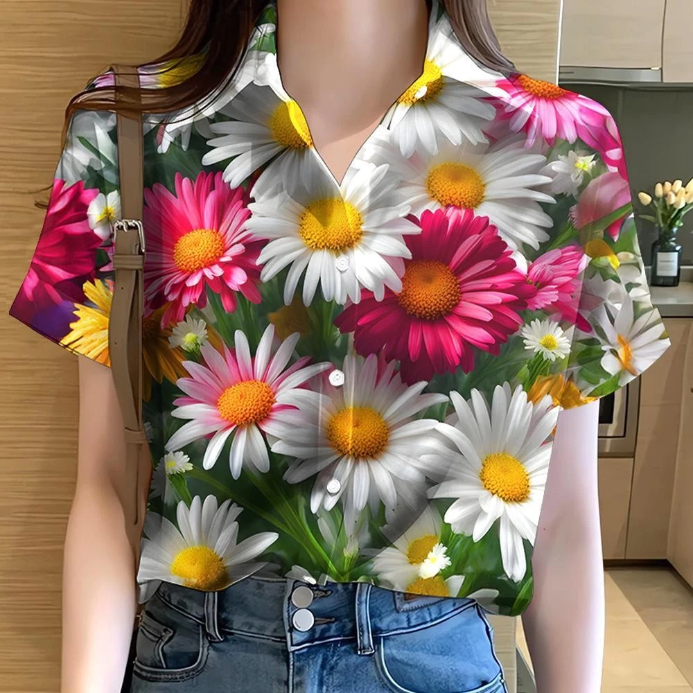 เสื้อลายดอกผู้หญิง ลายรุ้งกราฟฟิตี้ แขนสั้น ไซส์ใหญ่ thumbnail 6
