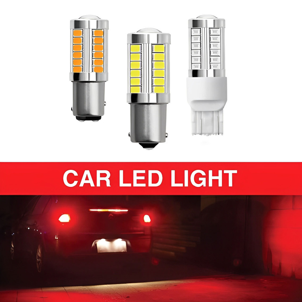 1156/P21W 1157-P21/5W T20-W21W/5W รถ LED สัญญาณไฟเบรคหลอดไฟสํารอง 33LED