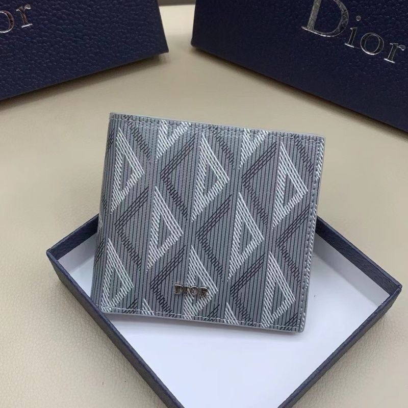 Dior 2023 ใหม่ กระเป๋าสตางค์ ใบสั้น หนังแท้ พิมพ์ลายตัวอักษร สําหรับผู้ชาย