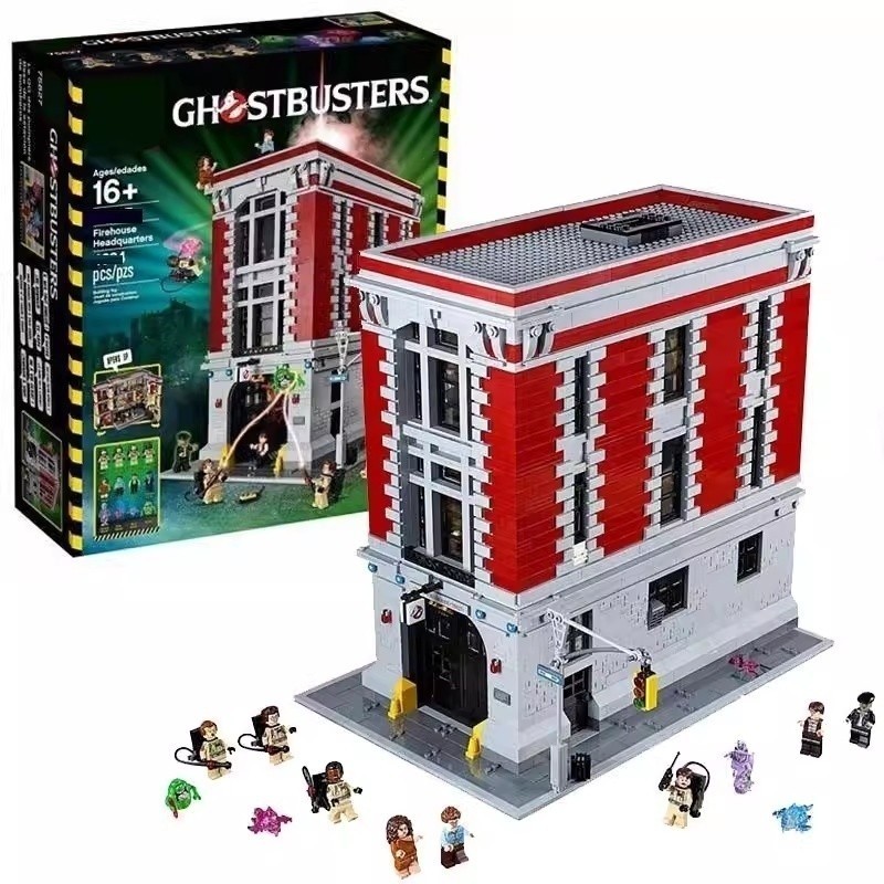 lego Chinese Building Block Street View Architecture Ghost Hunting Squad Headquarters Fire Building 75827
