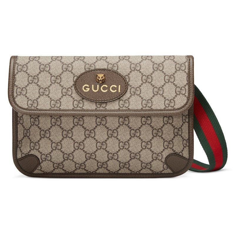 ♞,♘: Gucci NEO VINTAGE GG SUPREME BELT BAG กุชชี่ Tiger Head Chest Bag กระเป๋าสะพายข้าง unisex 4939