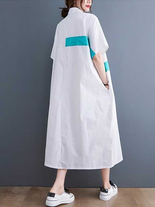 ❤ XITAO Shirt Dress Simplicity Casual Loose Women