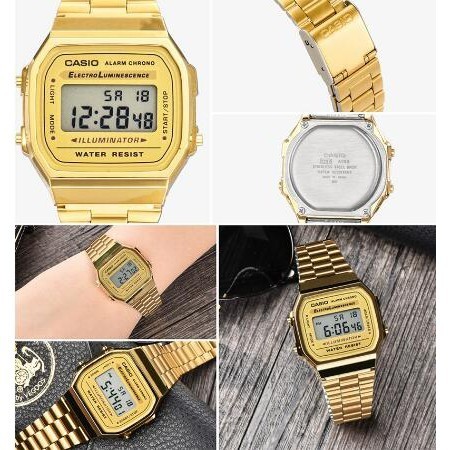 



 ♞,♘,♙นาฬิกา Casio A-168WG นาฬิกาข้อมือ สายสแตนเลส รุ่น A168WG-9WDF - Gold-สีของสายนาฬิกา:Gold