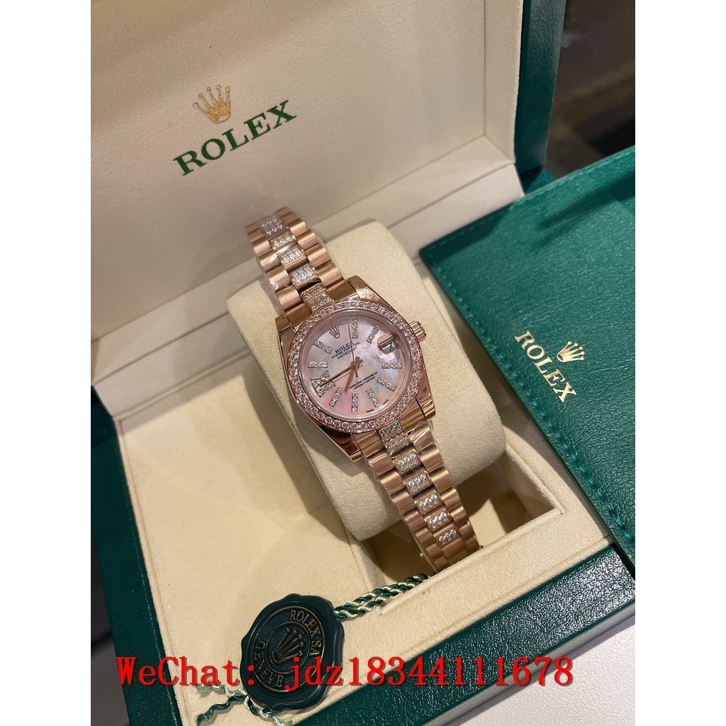 Rolex Datejust series ชุดหน้าปัดผงน้ําแข็ง ลูกอม สายนาฬิกาข้อมือ ประดับเพชร แฟชั่นสําหรับสุภาพสตรี