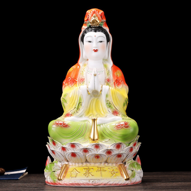 Ceramic Crafts Color Ceramic Palm Guanyin Ceramic Buddha Statue Guanyin Decoration