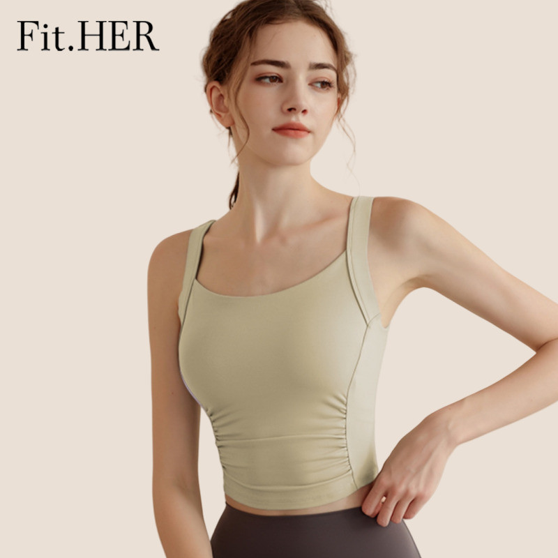 Fit.her กีฬา Bra สูงสีหญิงใหม ่ โยคะ Bra รวบรวมชุดวิ ่ งด ้ านบนฟิตเนส Tank Top พร ้ อม Bra Pads