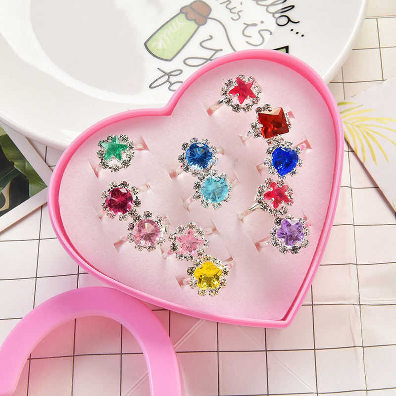 Cartoon Children's Toy Diamond Girl's Princess Gem Small Ring Girl's Baby Cute Reward