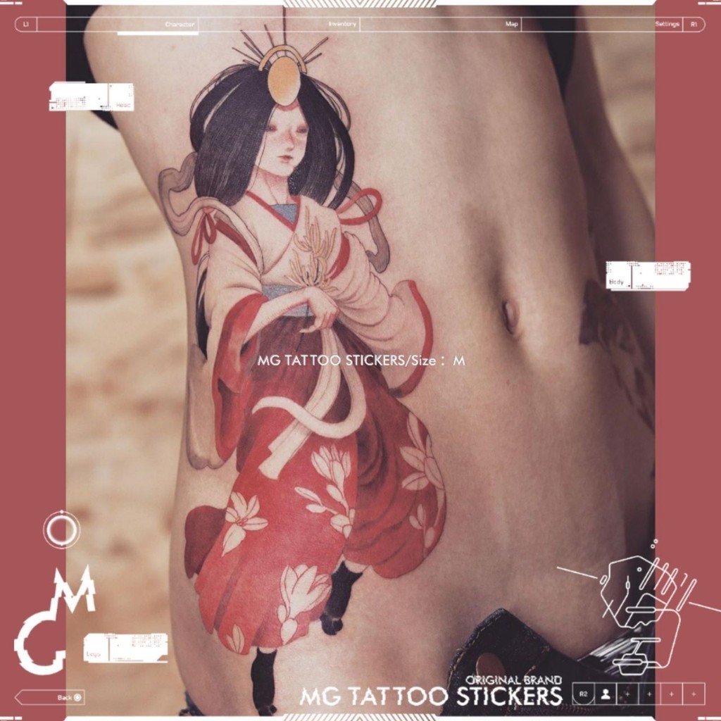 MG tattoo Amaterasu ญี่ปุ่น Ukiyoe ดอกไม้สติ๊กเกอร์รอยสักแขนกันน้ำ