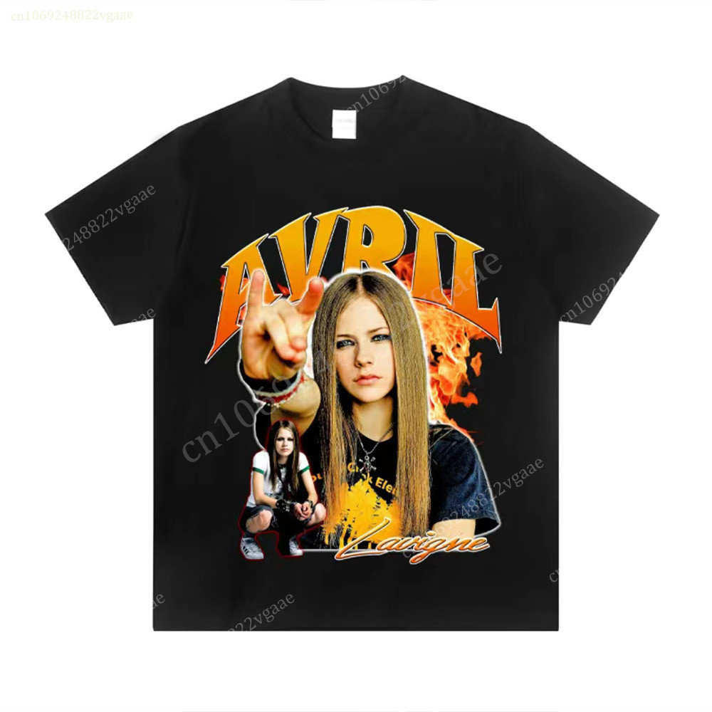 2024 ฤดูร้อน Avril Labore T เสื้อผู้หญิงผ้าฝ้ายวินเทจแขนสั้น Tee เด็กหลวมสบาย Tops Hip Hop เสื้อผ้าห