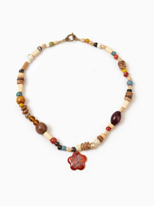 Cider สร้อยคอผู้หญิง สร้อยคอลูกปัด ลุควินเทจstone Beaded Floral