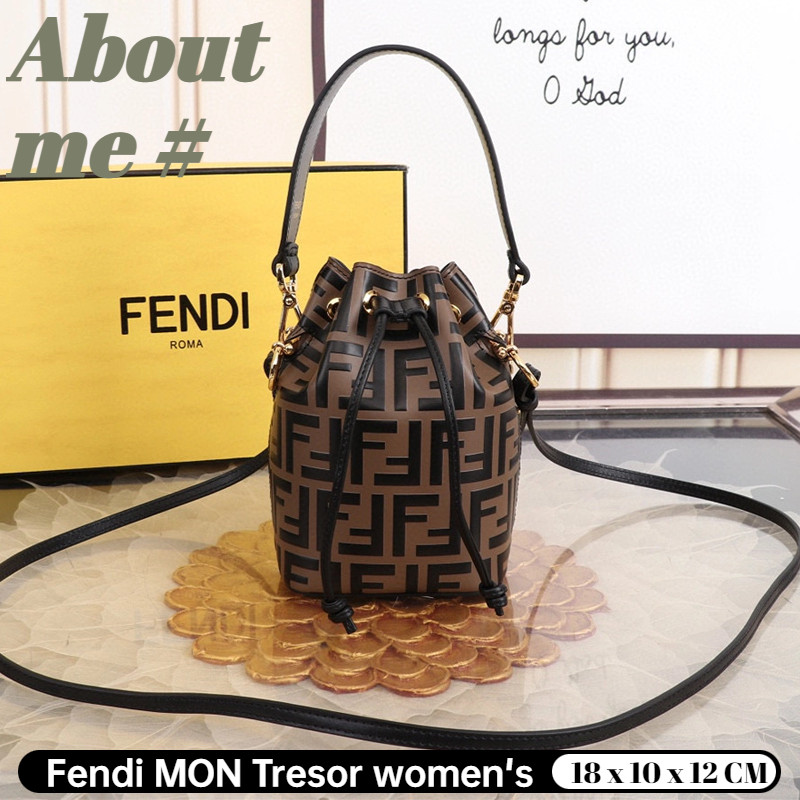 เฟนดิ Fendi MON Tresor พิมพ์กระเป๋าถังสุภาพสตรีกระเป๋าถือสุภาพสตรี