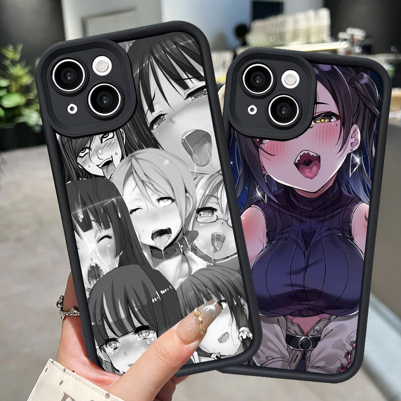 H-19 Ahegao อะนิเมะสําหรับ Realme 8 5s 5i 9i 7i 5 C33 12 Lite Plus Pro 5G สีดํา